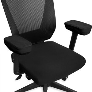 HOKiPO Polyester Plain 1 Seater Chair Cover(Chair Arm Rest Cushion Pad for Office Chair Comfy Armrest Covers, Black Pack of 2)