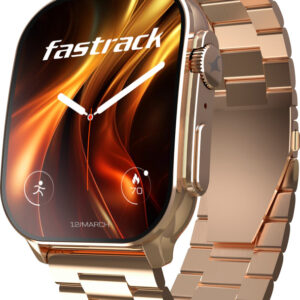 Fastrack Revoltt FS2Pro-1.96''|Super AMOLED Curved|Premium Glossy Metal|1000 Nits|Fashion Smartwatch(Rose Gold Strap, Free Size)