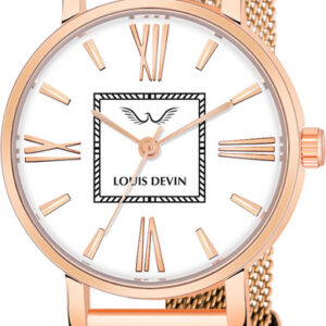 LOUIS DEVIN LD-RG182-WHT Rose Gold Plated Mesh Chain Analog Watch - For Women